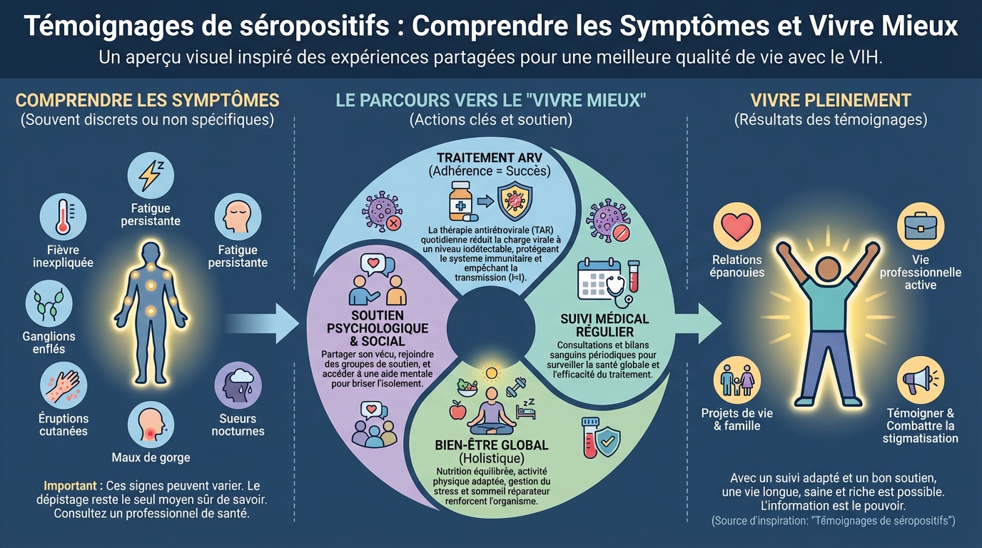 Témoignages de séropositifs : comprendre les symptômes et vivre mieux 1 Symptômes associés au VIH