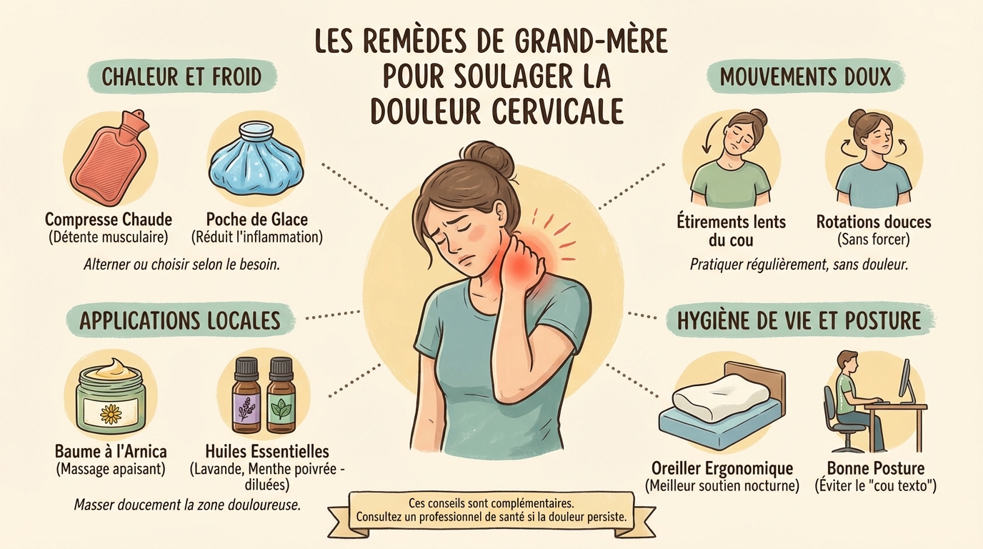Les remèdes de grand-mère pour soulager la douleur cervicale 1 Prévention des douleurs cervicales